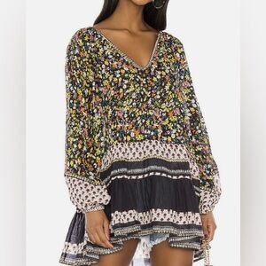 Free People Gardenia FLOWY COTTON BOHO ARTSY EMBELLISHED FALL WHIMSY DRESS